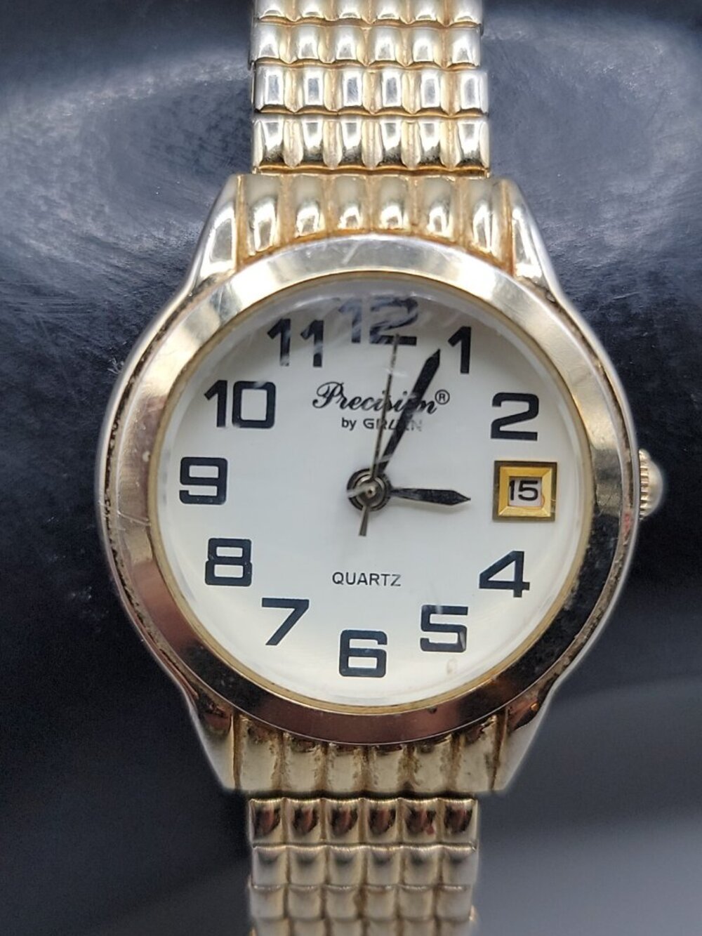 Gruen Precision Ladies Quartz Watch Thin Expansion Band Gold Tone GP435L 7" 25mm